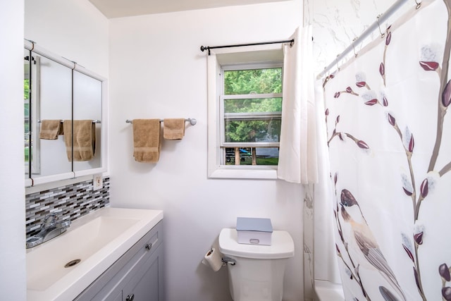 1051 Vallado Dr, Weidman, MI 48893 - full bath featuring backsplash, vanity, and a shower with shower curtain