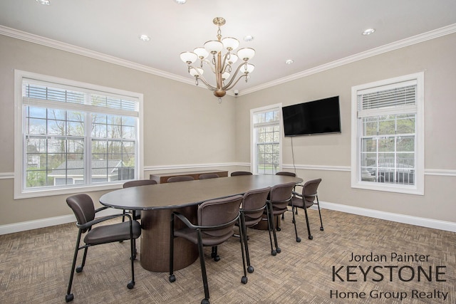 3508 River Run St, Wyoming, MI 49418 - dining room with a chandelier and crown molding