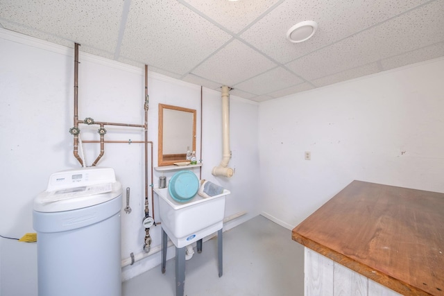 616 N Lincoln Ave, Lakeview, MI 48850 - finished basement with a water softener system and a drop ceiling