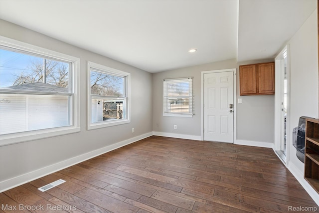 147 Euclid St, Mount Clemens, MI 48043 - unfurnished living room featuring dark wood-style floors and recessed lighting