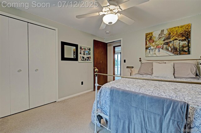 1962 Lake Pointe Dr, Ortonville, MI 48462 - carpeted bedroom featuring a closet and ceiling fan