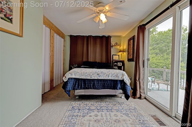 1962 Lake Pointe Dr, Ortonville, MI 48462 - bedroom featuring carpet, access to outside, and a ceiling fan