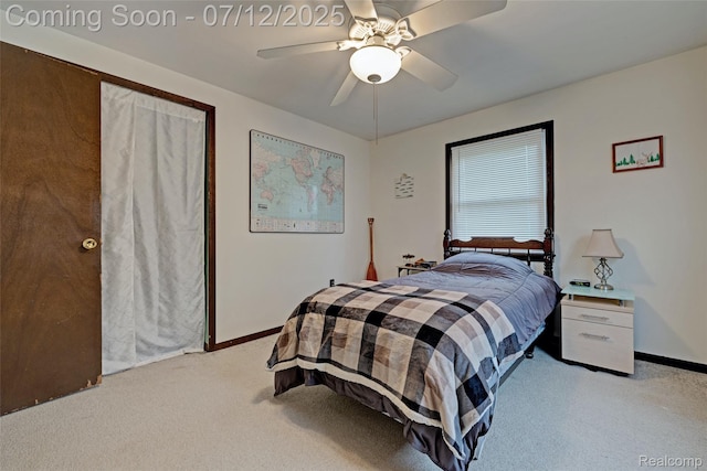 1962 Lake Pointe Dr, Ortonville, MI 48462 - bedroom with light colored carpet and ceiling fan