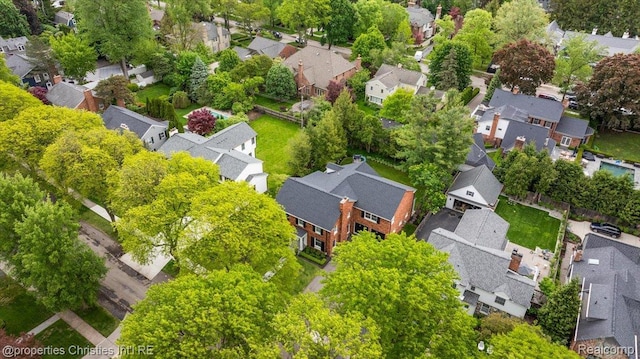 586 Fairfax St, Birmingham, MI 48009 - aerial perspective of suburban area with a tree filled landscape