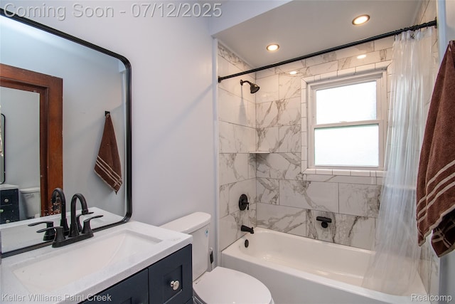 20525 30 Mile Rd, Ray, MI 48096 - full bath featuring vanity, shower / bath combo with shower curtain, and recessed lighting