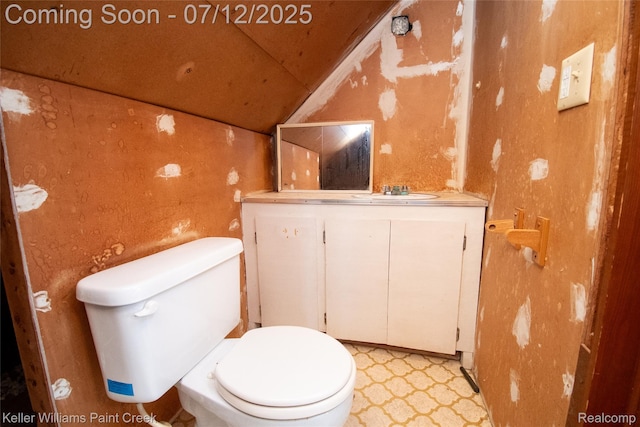 20525 30 Mile Rd, Ray, MI 48096 - half bath with vanity, lofted ceiling, and tile patterned floors
