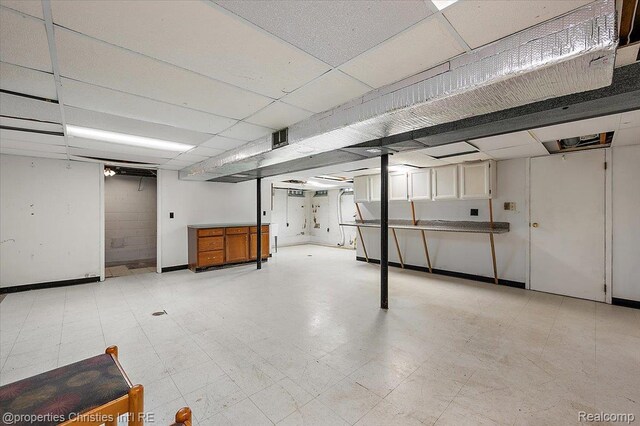 30700 Marimoor St, Beverly Hills, MI 48025 - finished below grade area with a paneled ceiling and baseboards