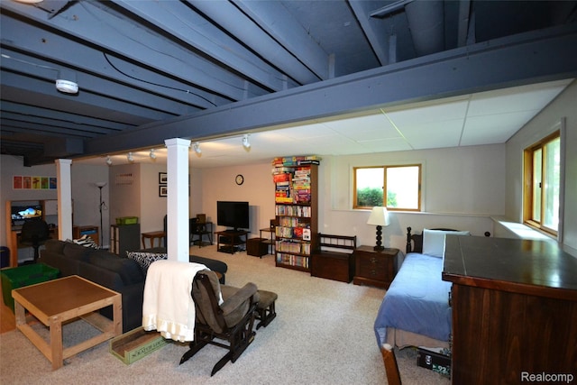 10010 Orchard Ridge Ct, Holly, MI 48442 - carpeted bedroom featuring ornate columns