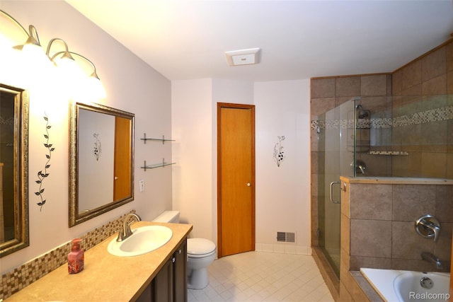 10010 Orchard Ridge Ct, Holly, MI 48442 - bathroom with tile patterned floors, vanity, a garden tub, and a shower stall