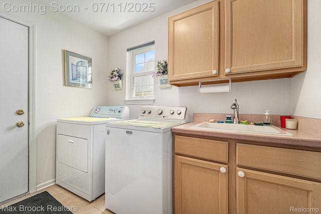 648SHADYMAPLE Shady Maple Dr Unit 16, Wixom, MI 48393 - laundry room with washer and clothes dryer, cabinet space, and light tile patterned flooring