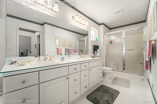 648SHADYMAPLE Shady Maple Dr Unit 16, Wixom, MI 48393 - bathroom with double vanity, a shower stall, and tile patterned floors