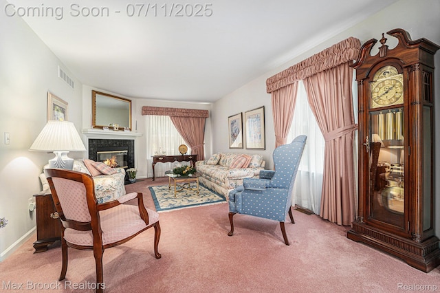 648SHADYMAPLE Shady Maple Dr Unit 16, Wixom, MI 48393 - carpeted living area featuring a fireplace and baseboards