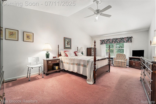 648SHADYMAPLE Shady Maple Dr Unit 16, Wixom, MI 48393 - bedroom with light colored carpet, lofted ceiling, and ceiling fan