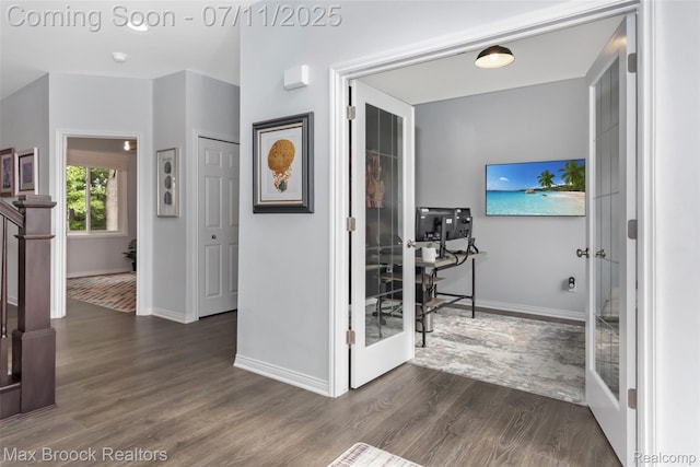 460 Lake Manitou Trl, Oxford, MI 48371 - corridor with wood finished floors and an office area