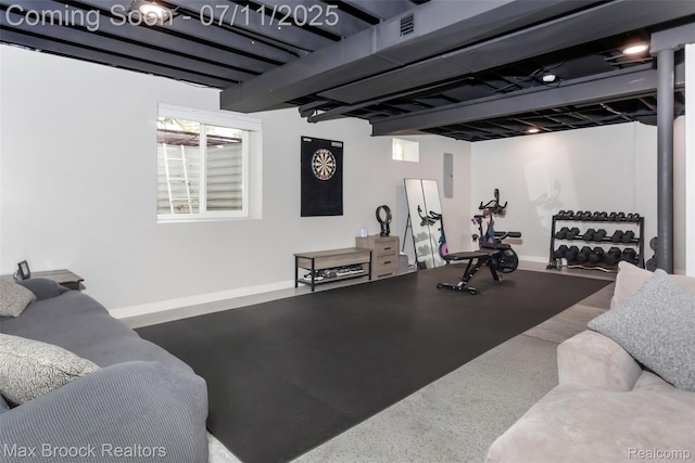 460 Lake Manitou Trl, Oxford, MI 48371 - workout area with electric panel and baseboards