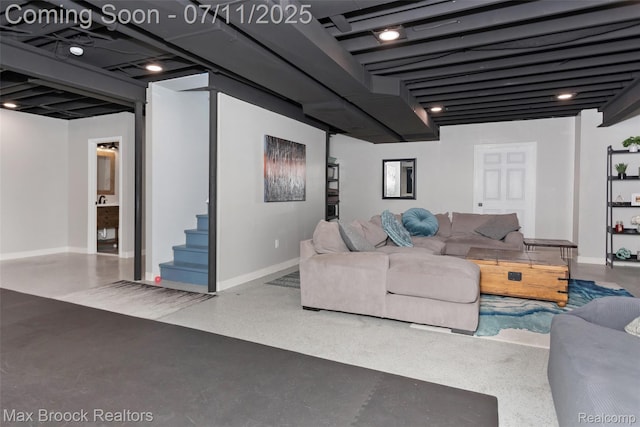460 Lake Manitou Trl, Oxford, MI 48371 - living room with baseboards and stairway