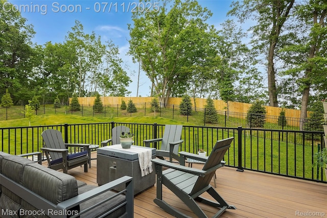 460 Lake Manitou Trl, Oxford, MI 48371 - deck with outdoor lounge area and a fenced backyard