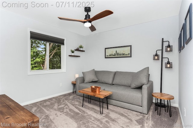 460 Lake Manitou Trl, Oxford, MI 48371 - living room with carpet flooring and ceiling fan