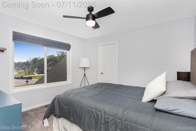 460 Lake Manitou Trl, Oxford, MI 48371 - carpeted bedroom with baseboards and a ceiling fan