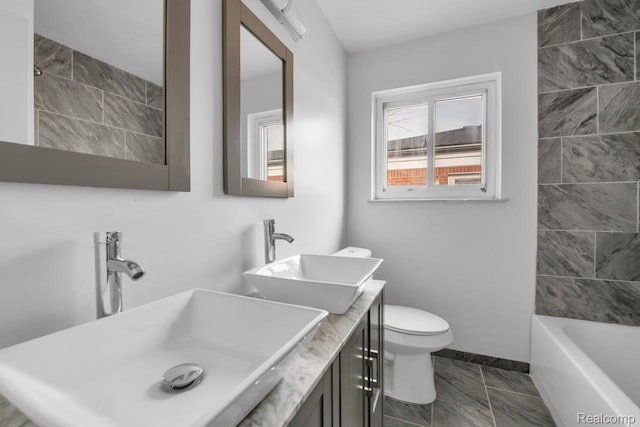 3217 Donna Ave, Warren, MI 48091 - bathroom featuring double vanity and marble finish floors