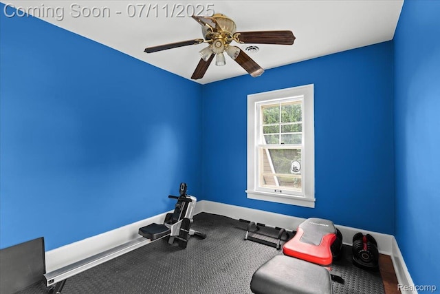 342 King St, Highland, MI 48357 - workout area with ceiling fan and baseboards