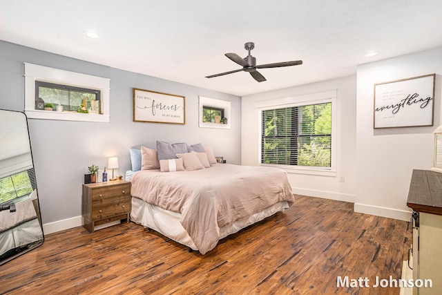 2771 Deer Run Rd, Muskegon, MI 49445 - bedroom featuring wood finished floors, recessed lighting, and ceiling fan
