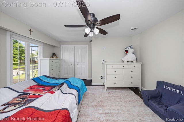 5534 Apple Ridge Trl, West Bloomfield, MI 48322 - bedroom with a closet and ceiling fan