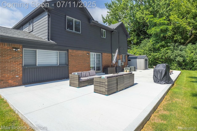 5534 Apple Ridge Trl, West Bloomfield, MI 48322 - view of patio with outdoor lounge area and a storage unit