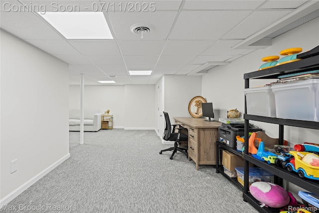 5534 Apple Ridge Trl, West Bloomfield, MI 48322 - office area with carpet floors and a drop ceiling