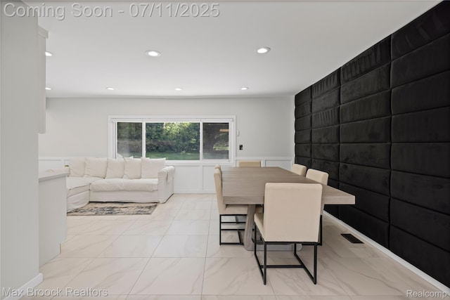 5534 Apple Ridge Trl, West Bloomfield, MI 48322 - dining area featuring light marble finish flooring and recessed lighting