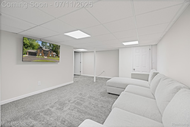 5534 Apple Ridge Trl, West Bloomfield, MI 48322 - living area featuring carpet floors and a paneled ceiling