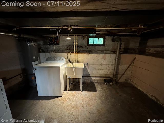 285 Voorheis St, Pontiac, MI 48341 - basement featuring washer / dryer and water heater