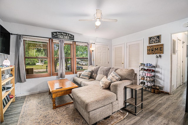 2416 S 16th, Niles, MI 49120 - living room with wood finished floors and a ceiling fan