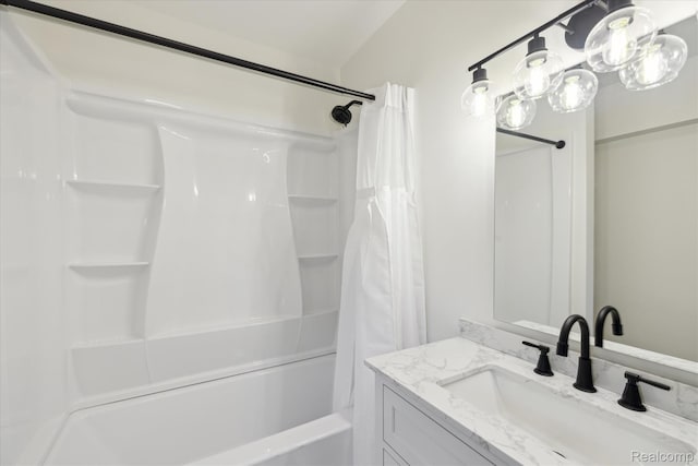 11240 Silver Lake Rd, Byron, MI 48418 - bathroom featuring vanity and shower / bath combination with curtain