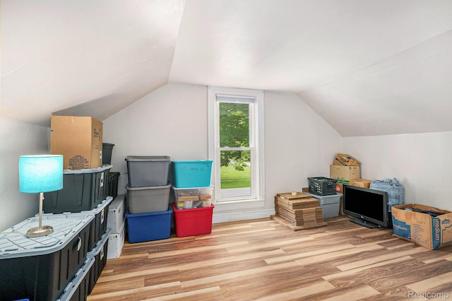 124 N Line St, Chesaning, MI 48616 - additional living space featuring vaulted ceiling and light wood-style floors