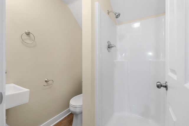5743 107th Ave, Pullman, MI 49450 - full bath with a shower and wood finished floors