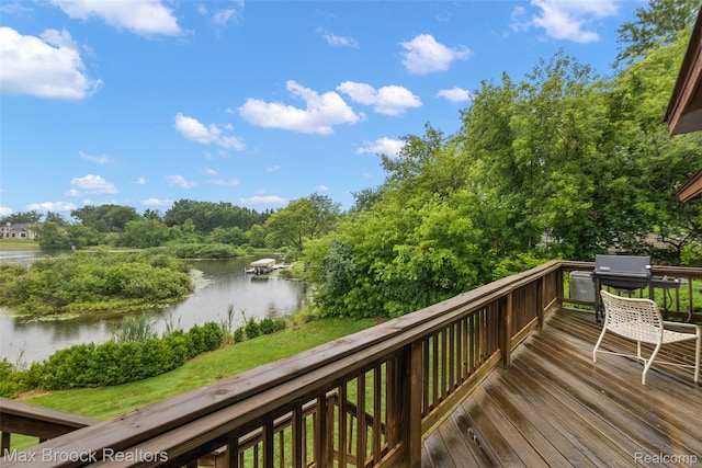 3350 Franklin Rd, Bloomfield Hills, MI 48302 - wooden terrace featuring a water view and grilling area