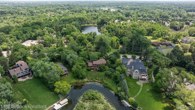 3350 Franklin Rd, Bloomfield Hills, MI 48302 - aerial view of property and surrounding area featuring a forest and a nearby body of water