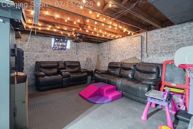 32247 Annapolis St, Wayne, MI 48184 - carpeted living area featuring beamed ceiling
