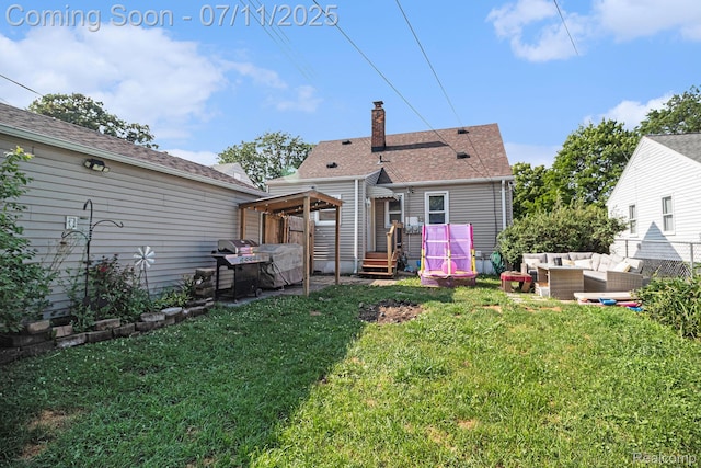32247 Annapolis St, Wayne, MI 48184 - rear view of property with outdoor lounge area and a chimney