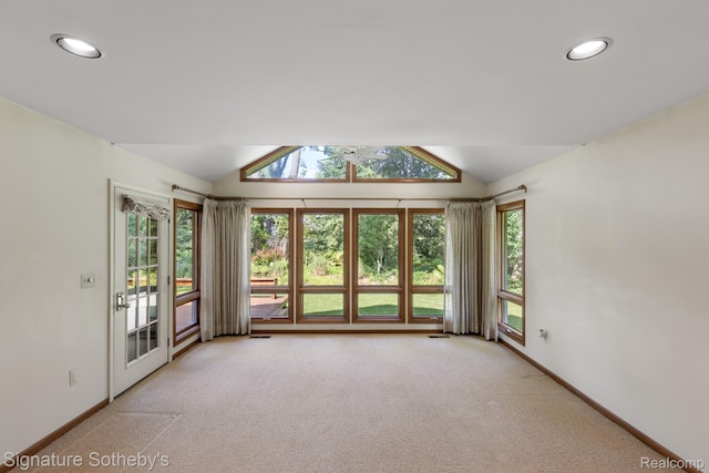26311 W 14 Mile Rd, Franklin, MI 48025 - unfurnished room with light carpet, vaulted ceiling, recessed lighting, and healthy amount of natural light