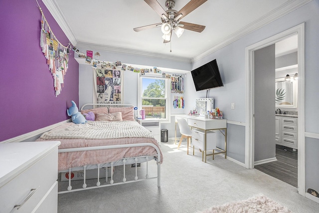 1440 Chevelle, Jenison, MI 49428 - carpeted bedroom featuring ornamental molding and a ceiling fan