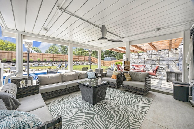 1440 Chevelle, Jenison, MI 49428 - fenced backyard with an outdoor living space and a patio