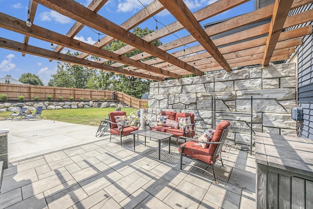 1440 Chevelle, Jenison, MI 49428 - fenced backyard with outdoor lounge area, a pergola, and a patio area