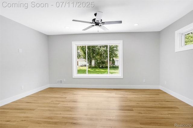 22222 Evergreen St, Macomb, MI 48082 - empty room with ceiling fan, light wood finished floors, and recessed lighting