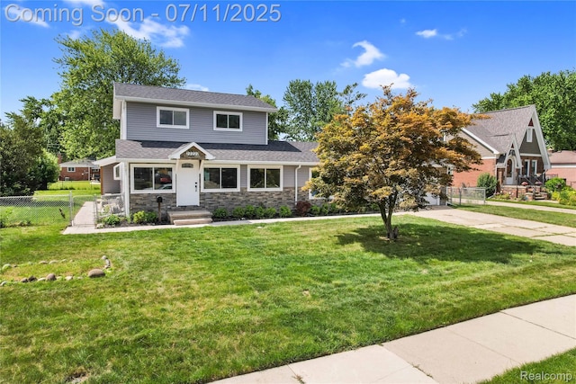 22222 Evergreen St, Macomb, MI 48082 - view of front of home featuring stone siding