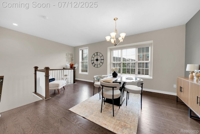 2825 Ridington Rd, Ann Arbor, MI 48105 - dining area with a chandelier and dark wood-type flooring