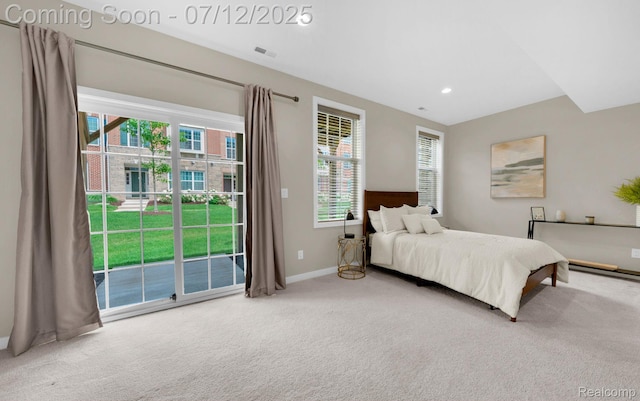 2825 Ridington Rd, Ann Arbor, MI 48105 - carpeted bedroom featuring access to exterior and recessed lighting