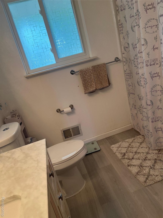 33158 Shawnee St, Westland, MI 48185 - bathroom with vanity, a shower with shower curtain, and wood finished floors
