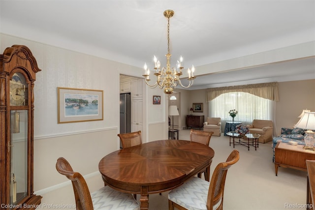 21600 Eastbrook Ct, Grosse Pointe Woods, MI 48236 - dining room with a chandelier and light colored carpet